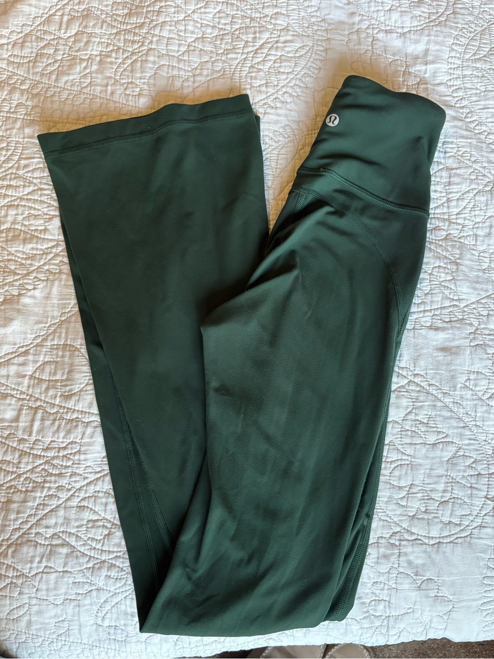 Forest green Lululemon flare leggings